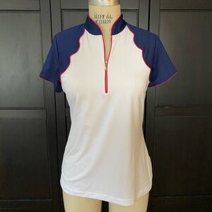 EPNY Women's Short Sleeve Golf Shirt with Scallop Detail